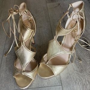 Vince Camuto gold strappy heels